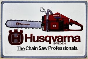 Husqvarna Kettingzaag Chain Saw reclamebord van metaal