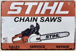 Stihl Kettingzaag Chain Saw reclamebord van metaal