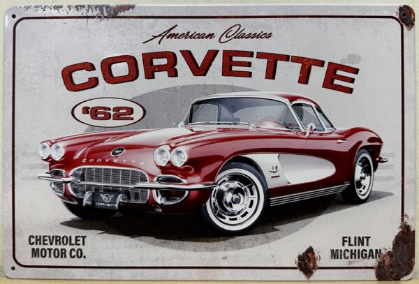 Chevrolet Corvette 1962 reclamebord van metaal