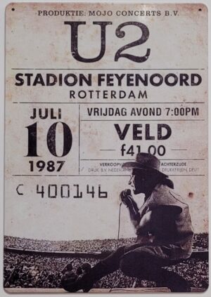 U2 Stadion Feyenoord Rotterdam reclamebord van metaal