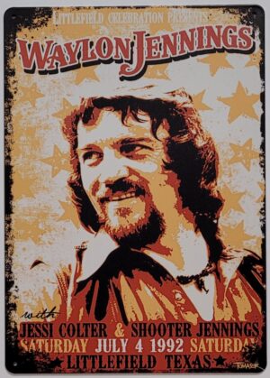 Waylon Jennings reclamebord van metaal