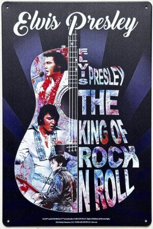 Elvis Presley King of Rock N Roll reclamebord van metaal 30x20cm