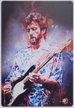 Erik Clapton gitaar tekening reclambord van metaal