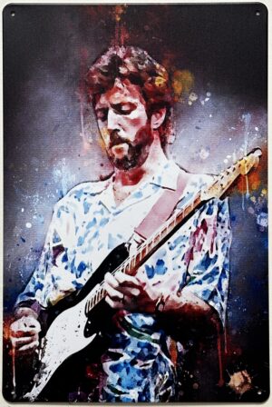Erik Clapton gitaar tekening reclambord van metaal
