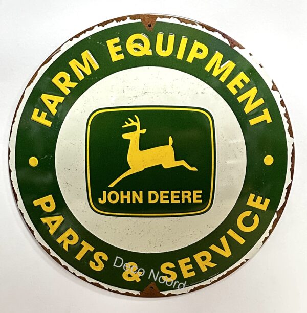 John Deere Parts Service Rond reclamebord metaal Reliëf