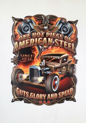 American steel hotrod uitgesneden metalen bord