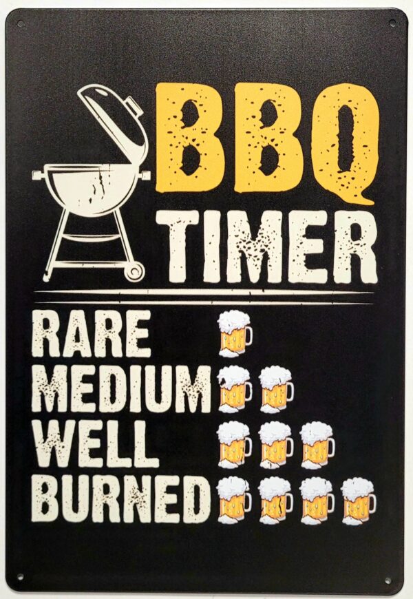 BBQ Timer Bierglazen wandbord van metaal