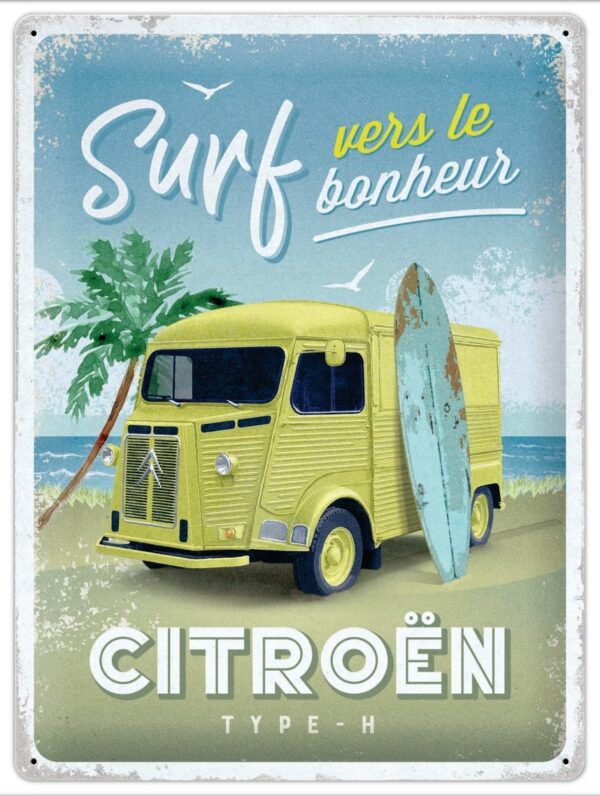 Citroen type H surf vers le bonheur wandbord relief