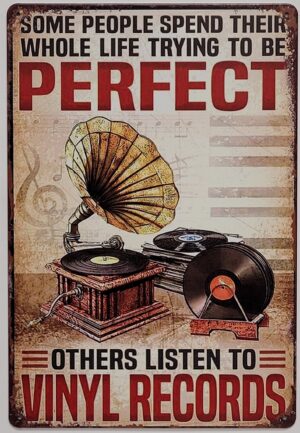 Listen to Vinyl Records wandbord van metaal
