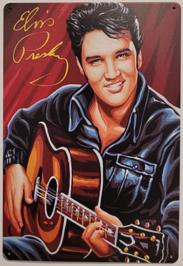 Elvis Presley getekend wandbord van metaal