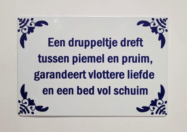 Dreft tussen piemel en pruim wandbord van metaal - Afbeelding 2