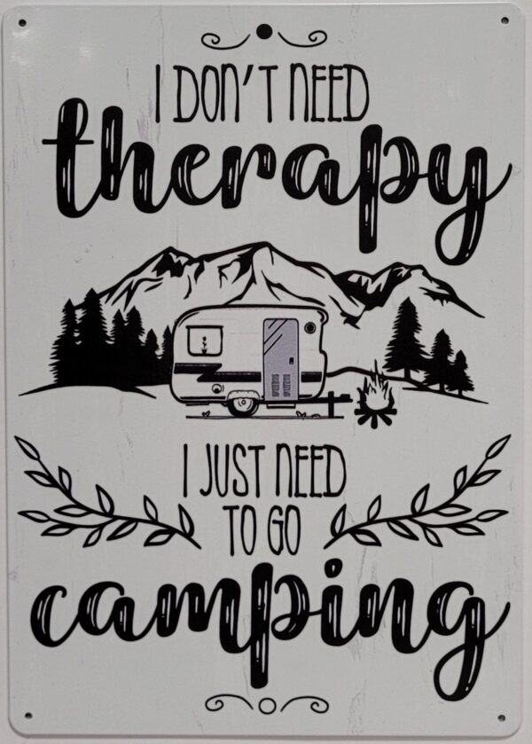 Don't need therapy Camping wandbord van metaal