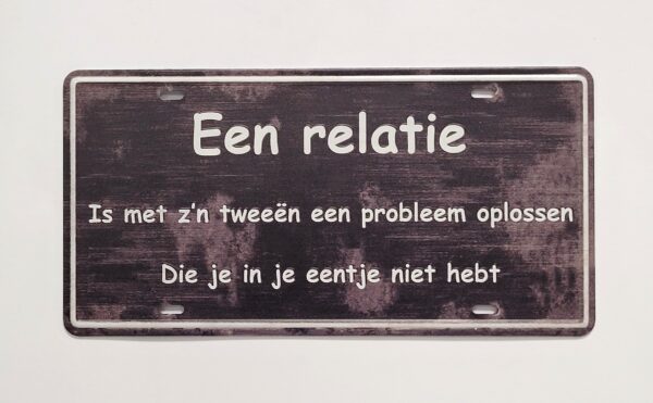 Een relatie is problemen oplossen metalen wandbord