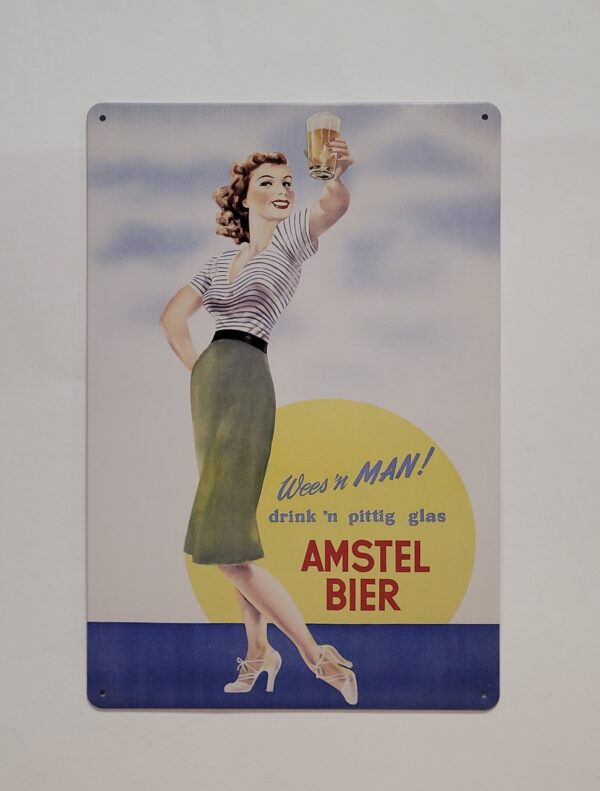 Amstel bier wees een man metalen wandbord cafe bar - Afbeelding 2