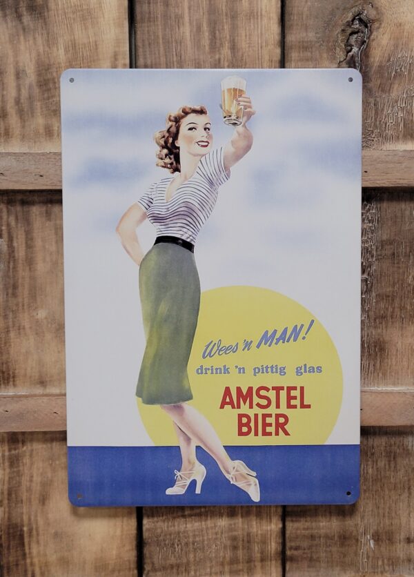 Amstel bier wees een man metalen wandbord cafe bar - Afbeelding 4