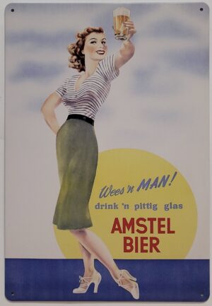 Amstel bier wees een man metalen wandbord cafe bar