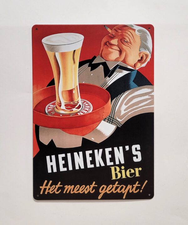 Heineken ober dienblad meest getapt wandbord metaal - Afbeelding 2