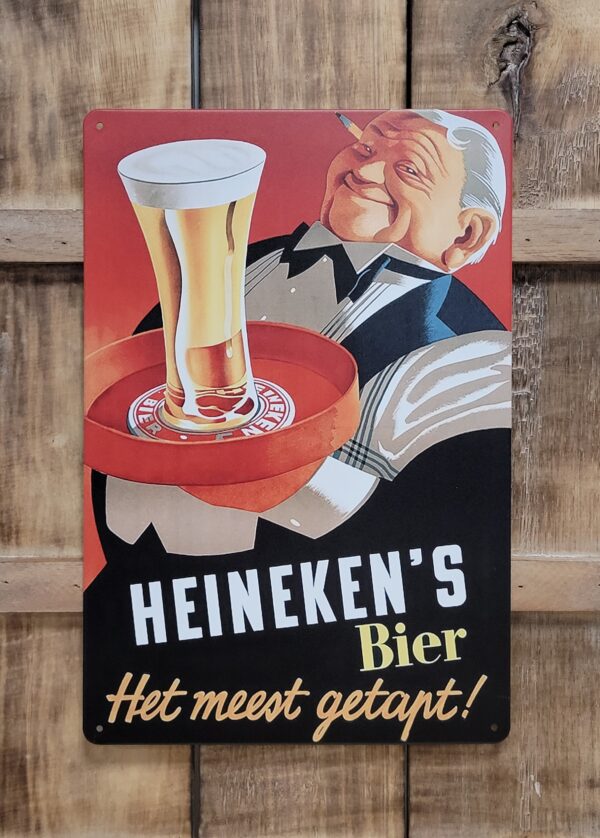 Heineken ober dienblad meest getapt wandbord metaal - Afbeelding 4