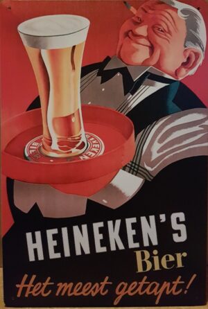 Heineken ober dienblad meest getapt wandbord metaal