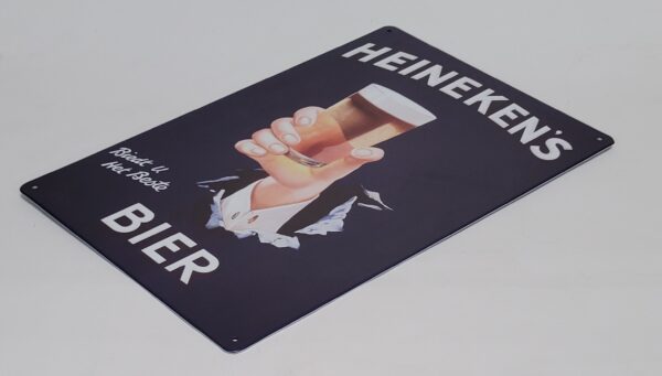 Heinekens bier glas hand metalen reclamebord - Afbeelding 3