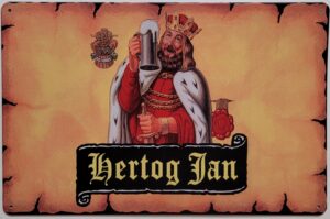 Hertog Jan geel reclamebord van metaal