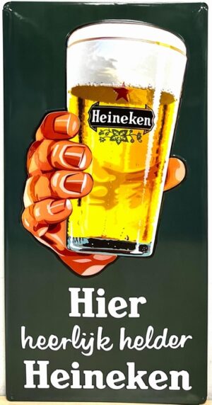 Hier heerlijk helder Heineken metalen wandbord