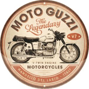 Moto Guzzi rond reclamebord