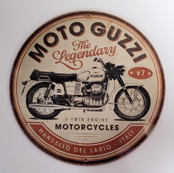 Moto Guzzi rond reclamebord metaal Reliëf - Afbeelding 4