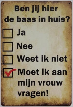 Baas in huis reclamebord