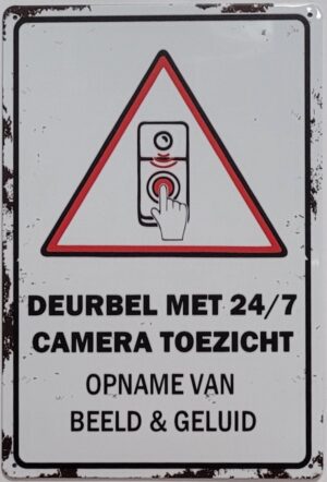Deurbel camera toezicht wandbord