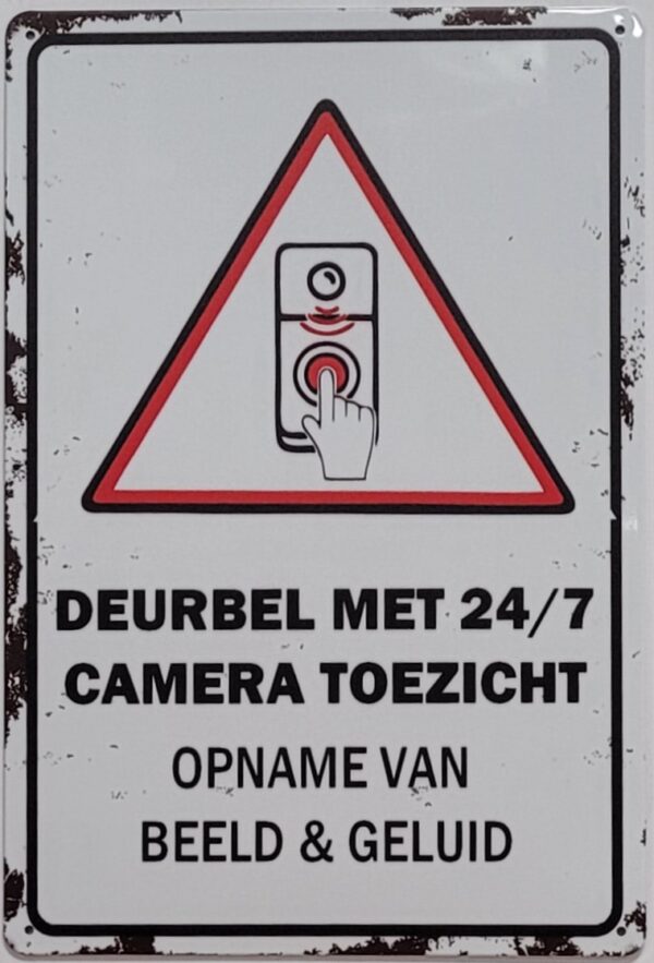 Deurbel camera toezicht wandbord