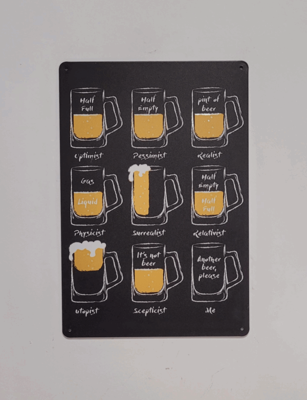 Bierglazen Optimist Pessimist wandbord - Afbeelding 2