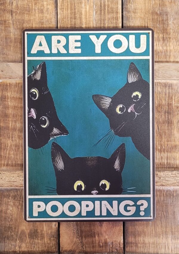 Pooping katten metalen wandbord - Afbeelding 3