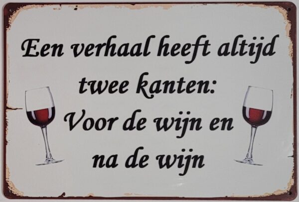 Voor de wijn wandbord